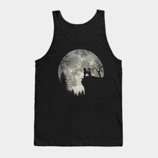 Poodle Dog And Moon Scary Halloween Tank Top